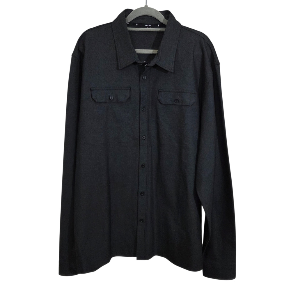 Public Rec Stretch Thermal Button Down Shirt Gray Size XL Men's